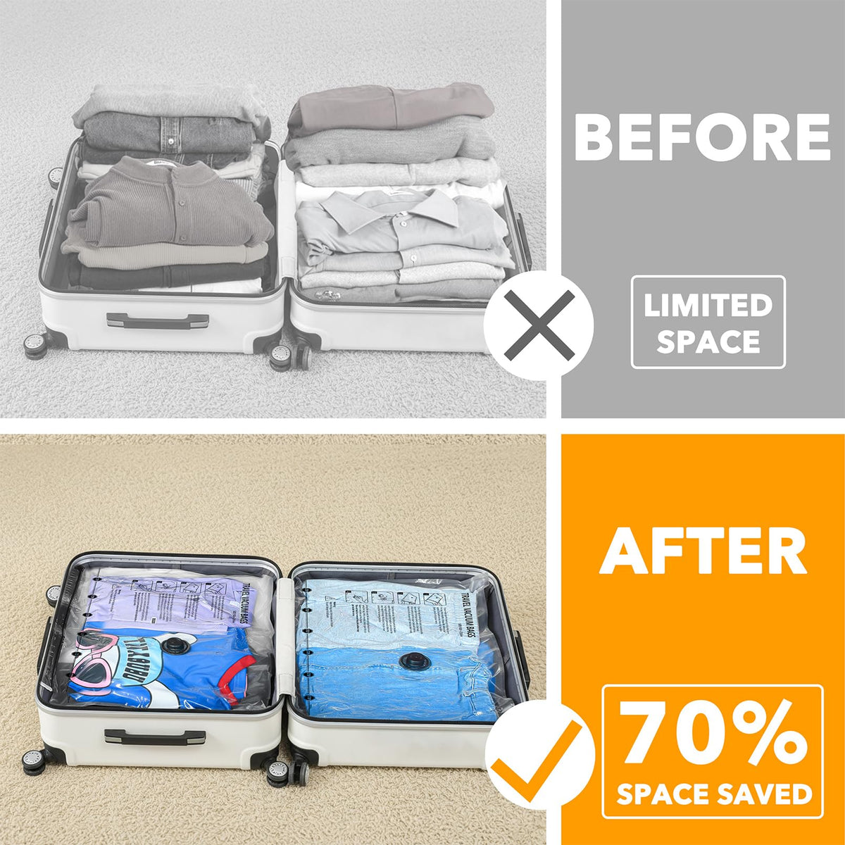 SpaceAid air-tight protection vacuum bags guard clothes during travel.