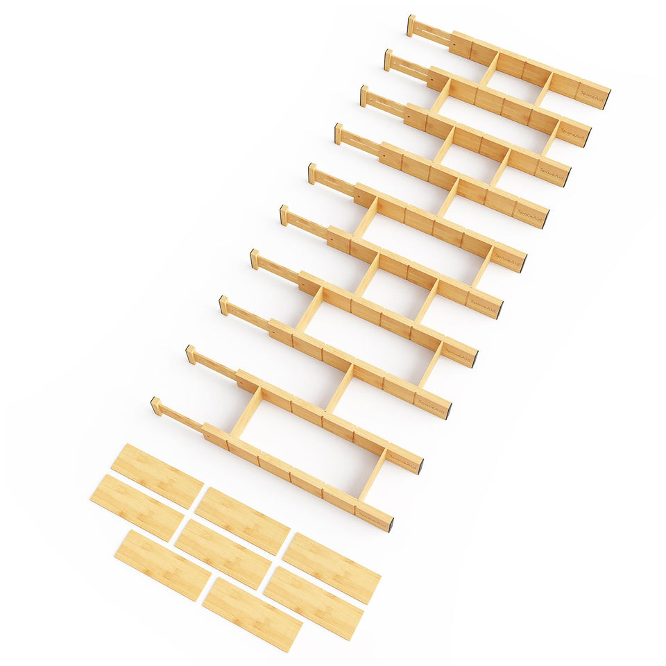 SpaceAid bamboo drawer dividers full kit organizes desks and kitchens efficiently