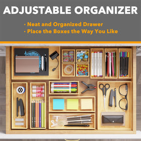 SpaceAid bamboo kitchen drawer organizer keeps cutlery within easy reach and visible.