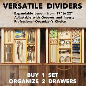 SpaceAid bamboo drawer organizer kit for home, office, and dresser drawers.