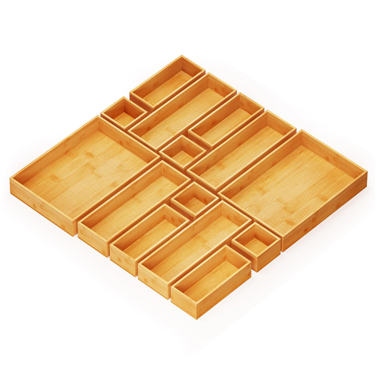 SpaceAid bamboo mini box organizer keeps small items neatly separated and accessible.