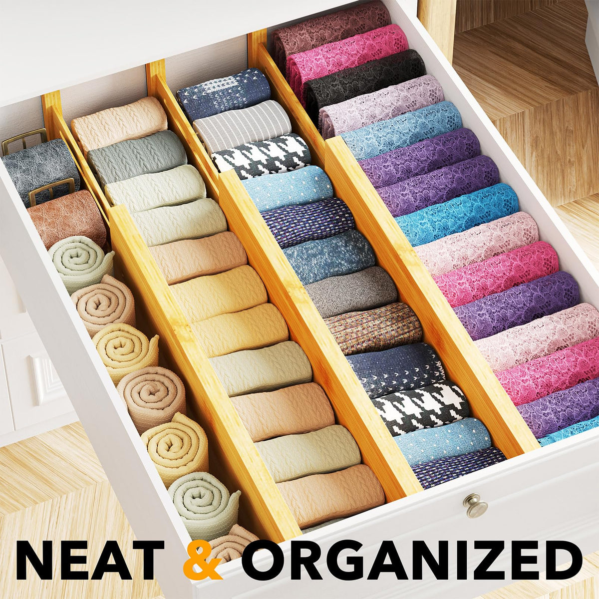 SpaceAid extendable divider 17-22 inches offers flexible fit and easy customization.