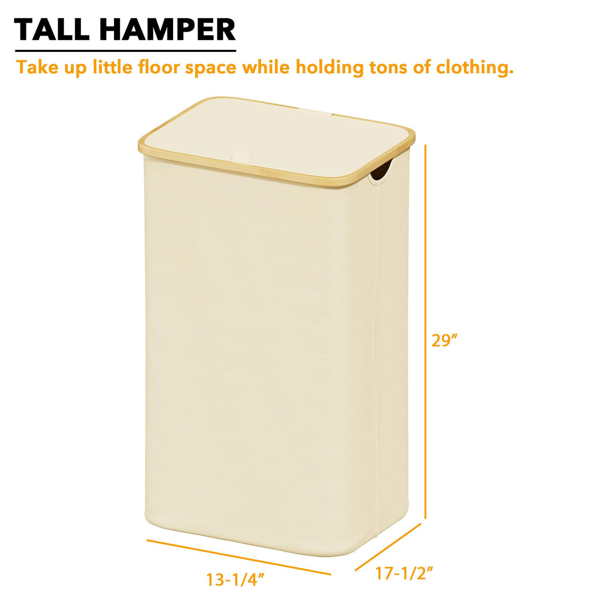 SpaceAid bamboo-handle laundry bin, sturdy frame for daily laundry transport.