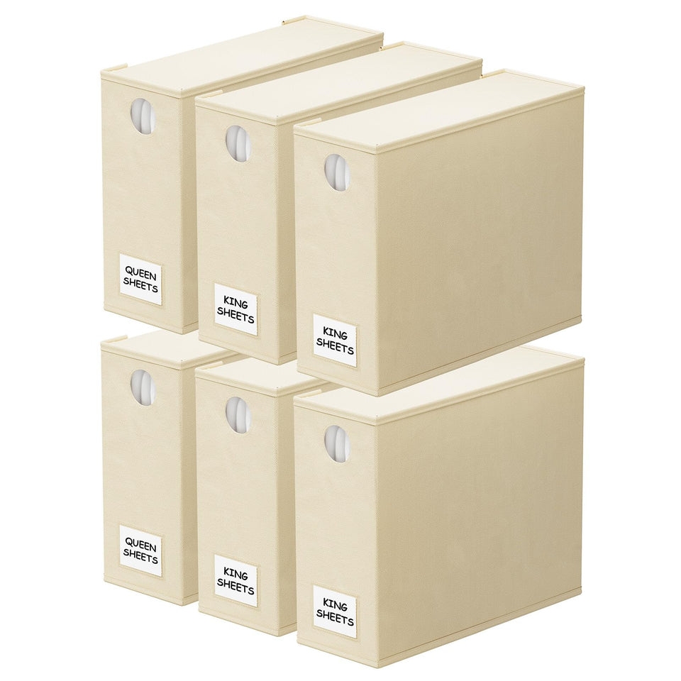 SpaceAid beige 6-pack sheet organizers with circle window for easy content visibility.