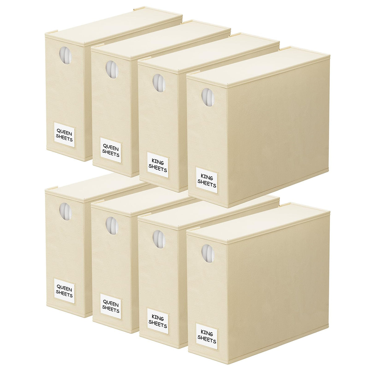SpaceAid beige foldable bed sheet organizers front view for organized linen closet.