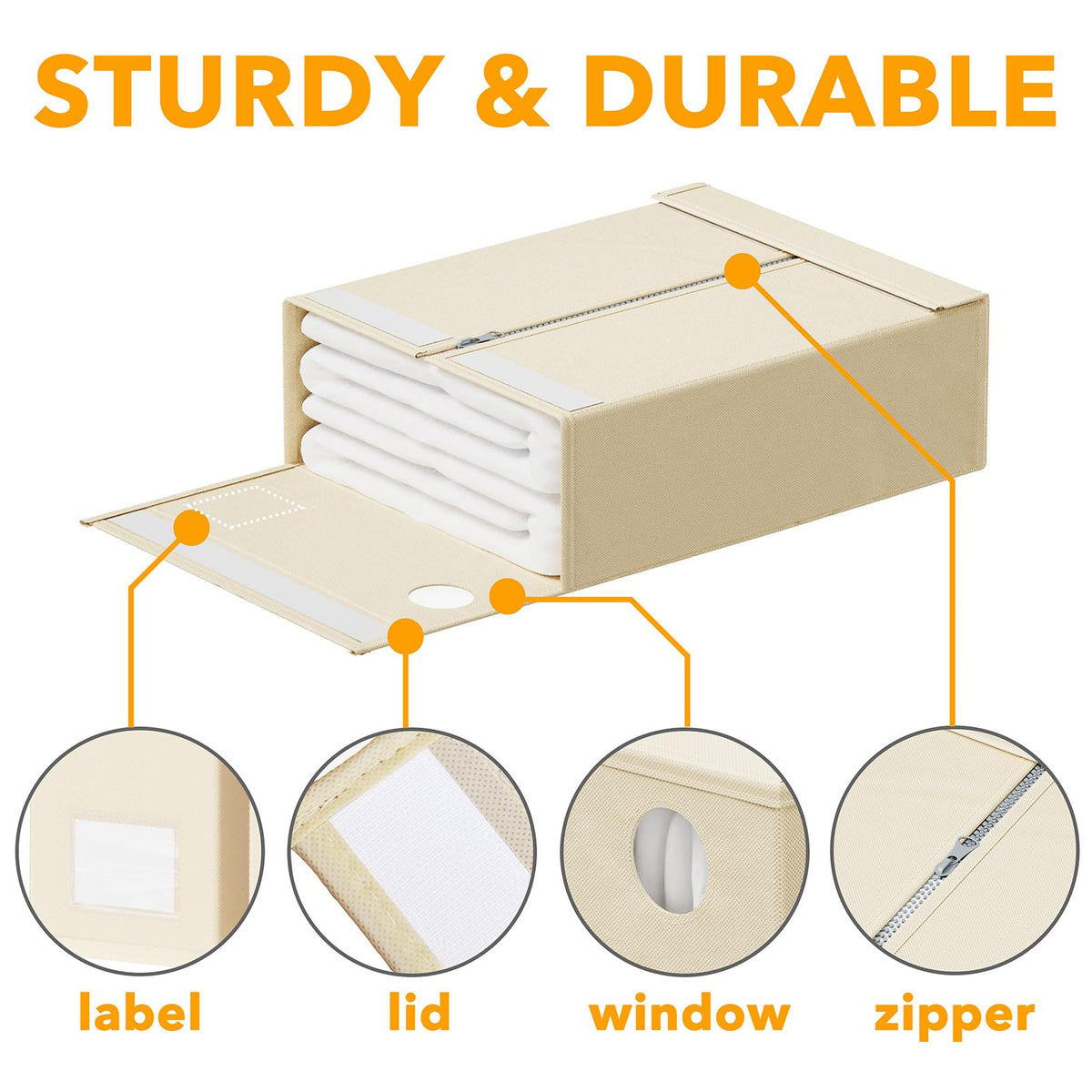 SpaceAid beige sheet organizer fits Queen and King size sets.