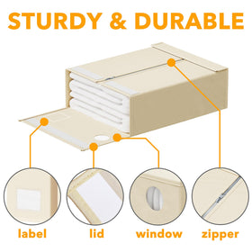SpaceAid beige sheet organizer fits Queen and King size sets.