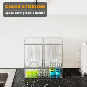 SpaceAid bottle storage organizer non-slip pads prevent movement during use.