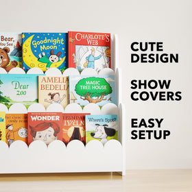 SpaceAid child-friendly bookshelf in a playroom keeps books tidy