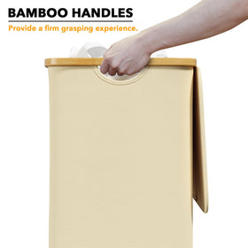 SpaceAid collapsible laundry hamper in beige, easy to store when not in use.