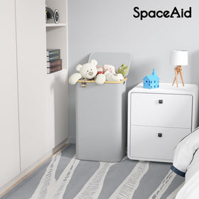 SpaceAid collapsible laundry hamper folds flat for compact storage when not in use.