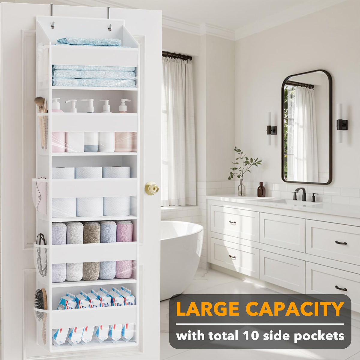 SpaceAid door organizer clear-window pocket lets you see contents at a glance.