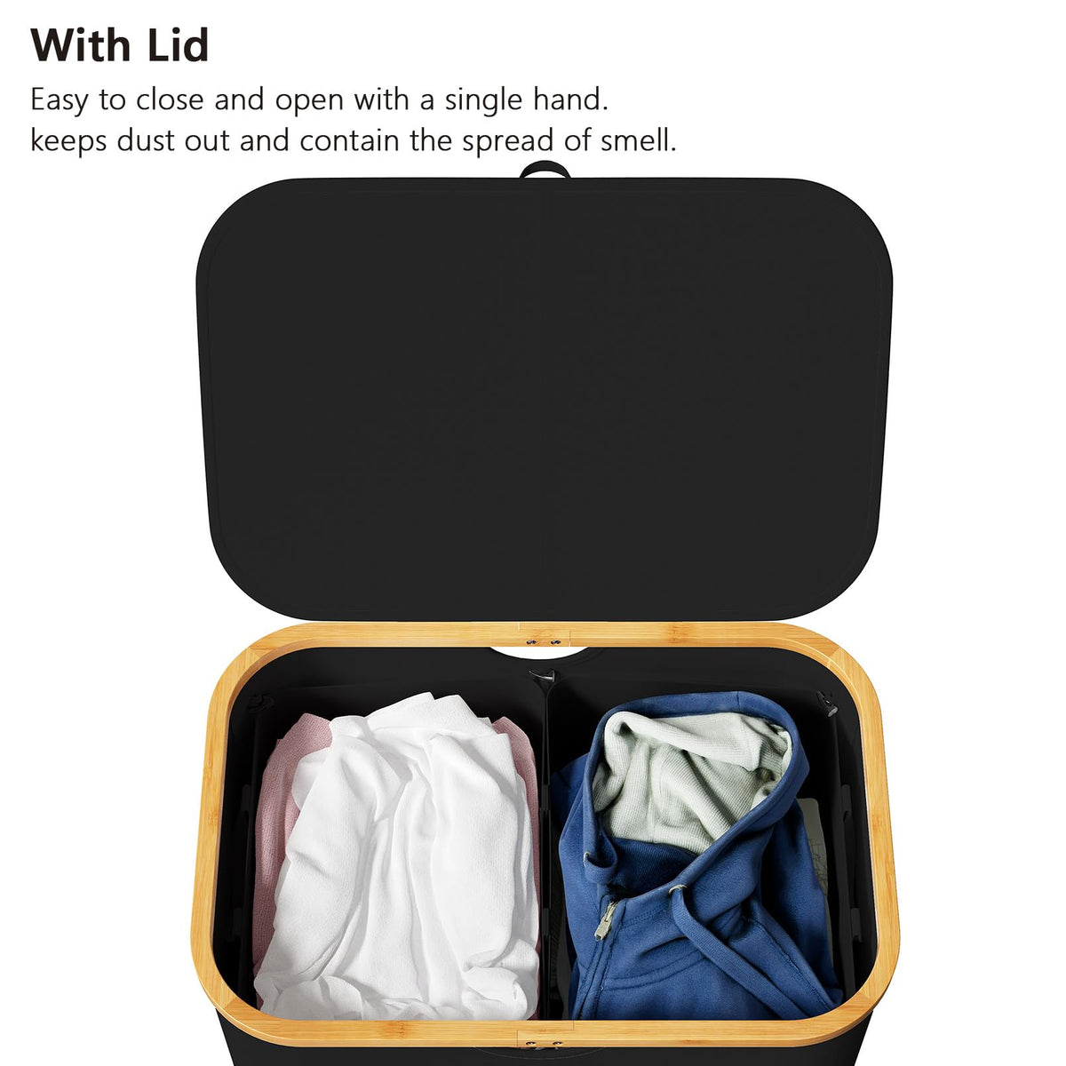 SpaceAid Double Laundry Hamper 34-gallon capacity suits large loads.