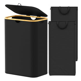 SpaceAid Double Laundry Hamper lid closed keeps dust out while organizing laundry.