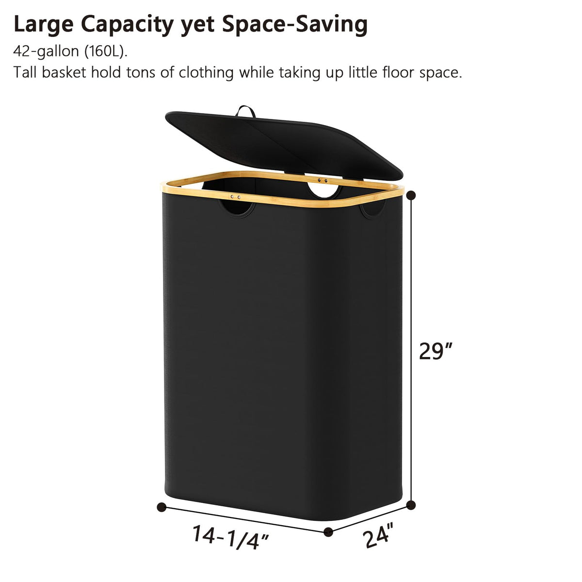 SpaceAid Double Laundry Hamper sturdy bamboo frame keeps shape during use.