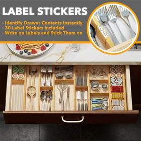 SpaceAid label stickers to quickly identify drawer contents.