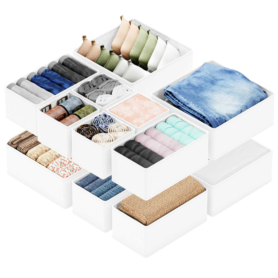 SpaceAid 12-pack drawer organizers in a tidy nursery drawer for quick access to baby outfits