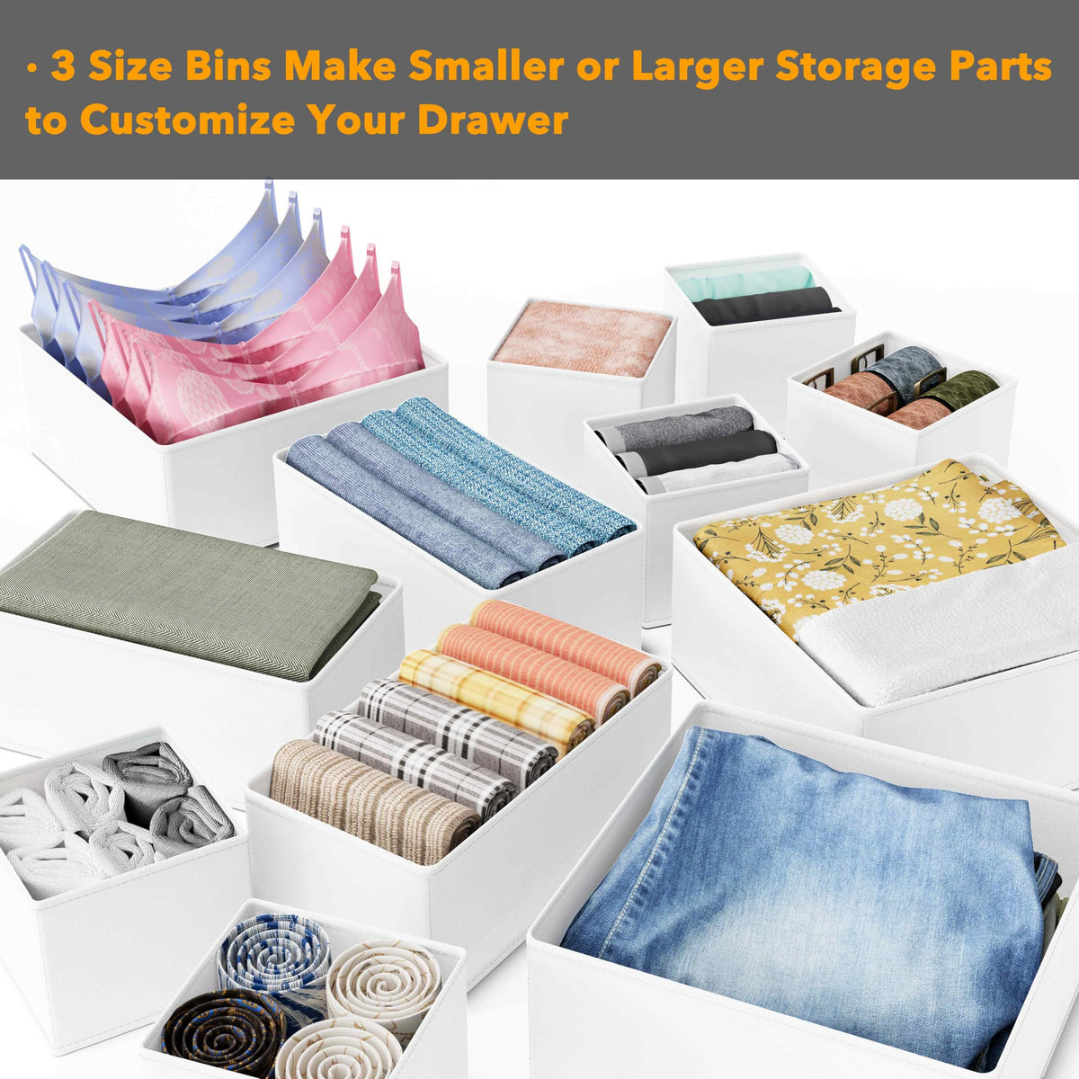 SpaceAid easy-setup zipped bins require no tools for fast organization