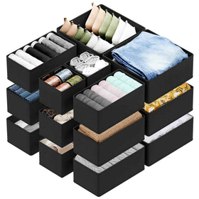 SpaceAid large-bin drawer organizer neatly fits in a drawer for clothing separation.