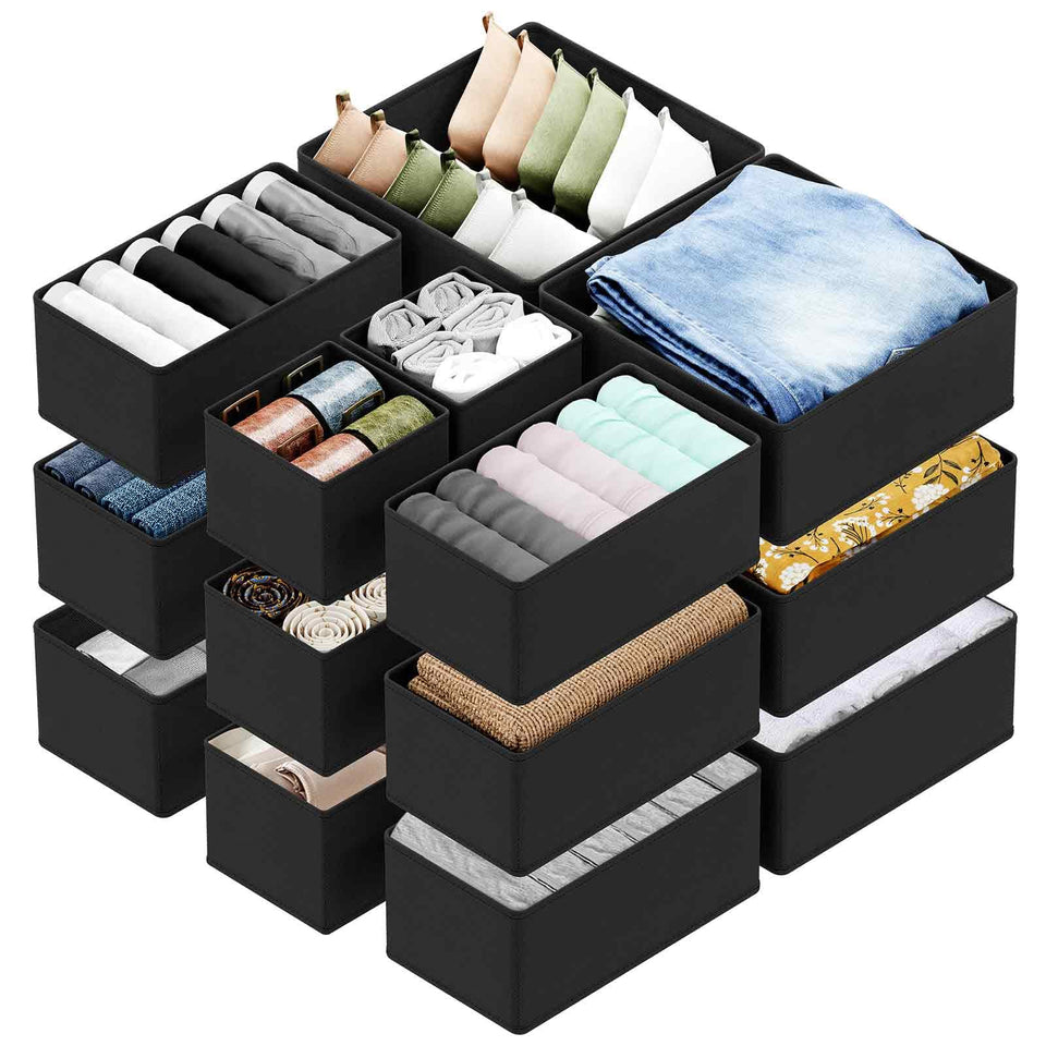 SpaceAid large-bin drawer organizer neatly fits in a drawer for clothing separation.