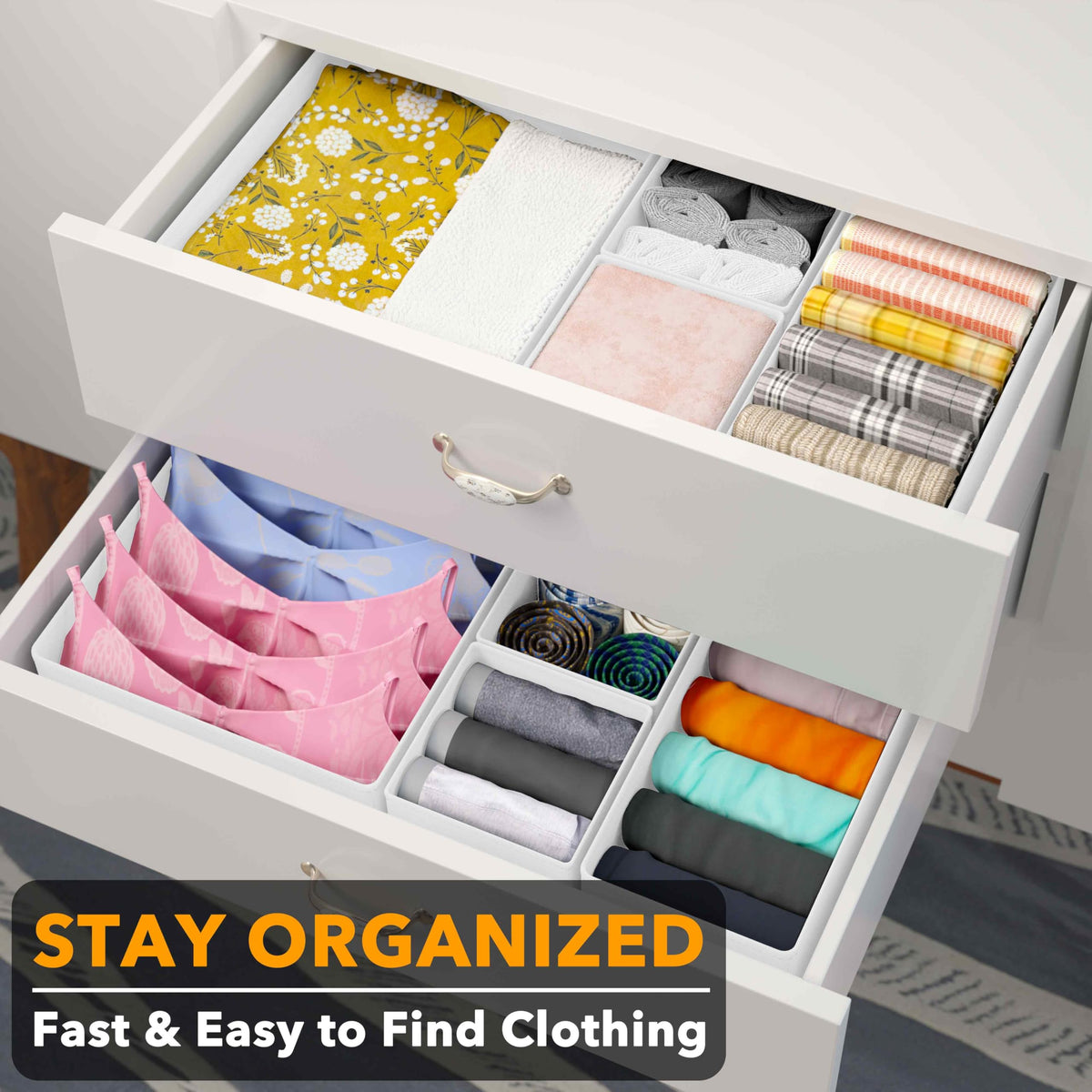 SpaceAid medium-bin neatly stores underwear and socks for easy finding