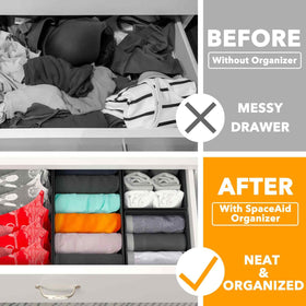 SpaceAid medium-bin keeps underwear and socks neatly separated for easy access.