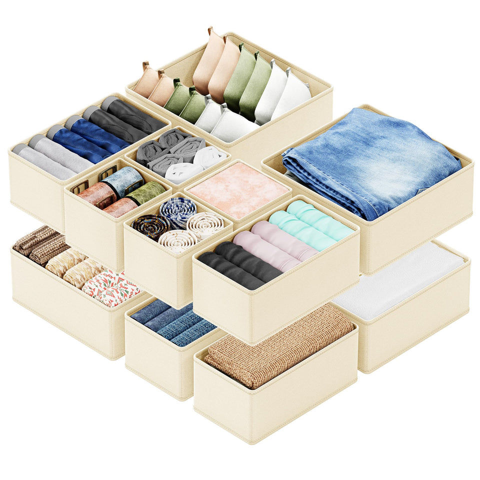 SpaceAid large square drawer organizers keep clothes neatly separated.