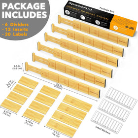 SpaceAid expandable divider extended to 22 inches in a wide drawer.