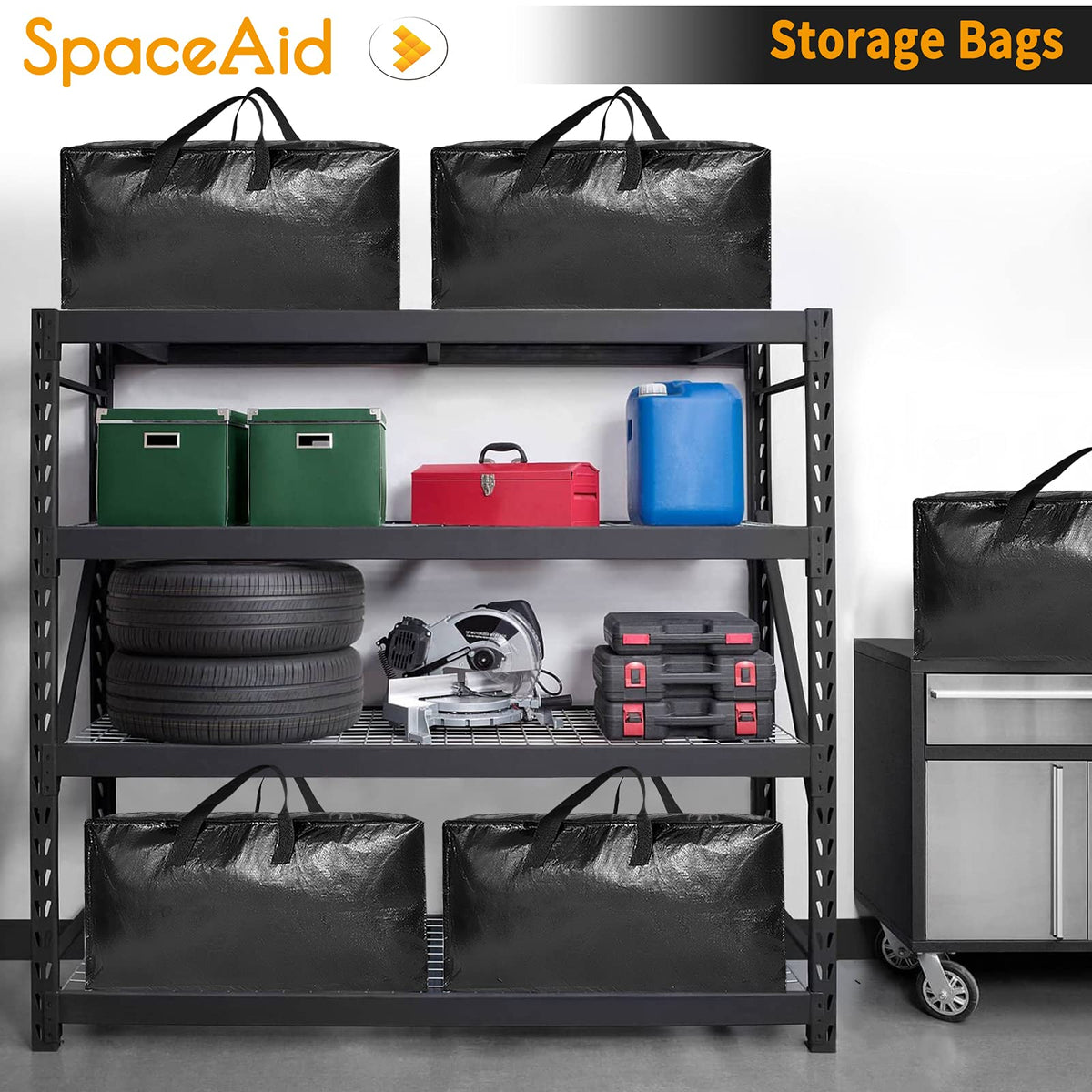 SpaceAid heavy duty moving bags with durable handles and zippers for sturdy transport.