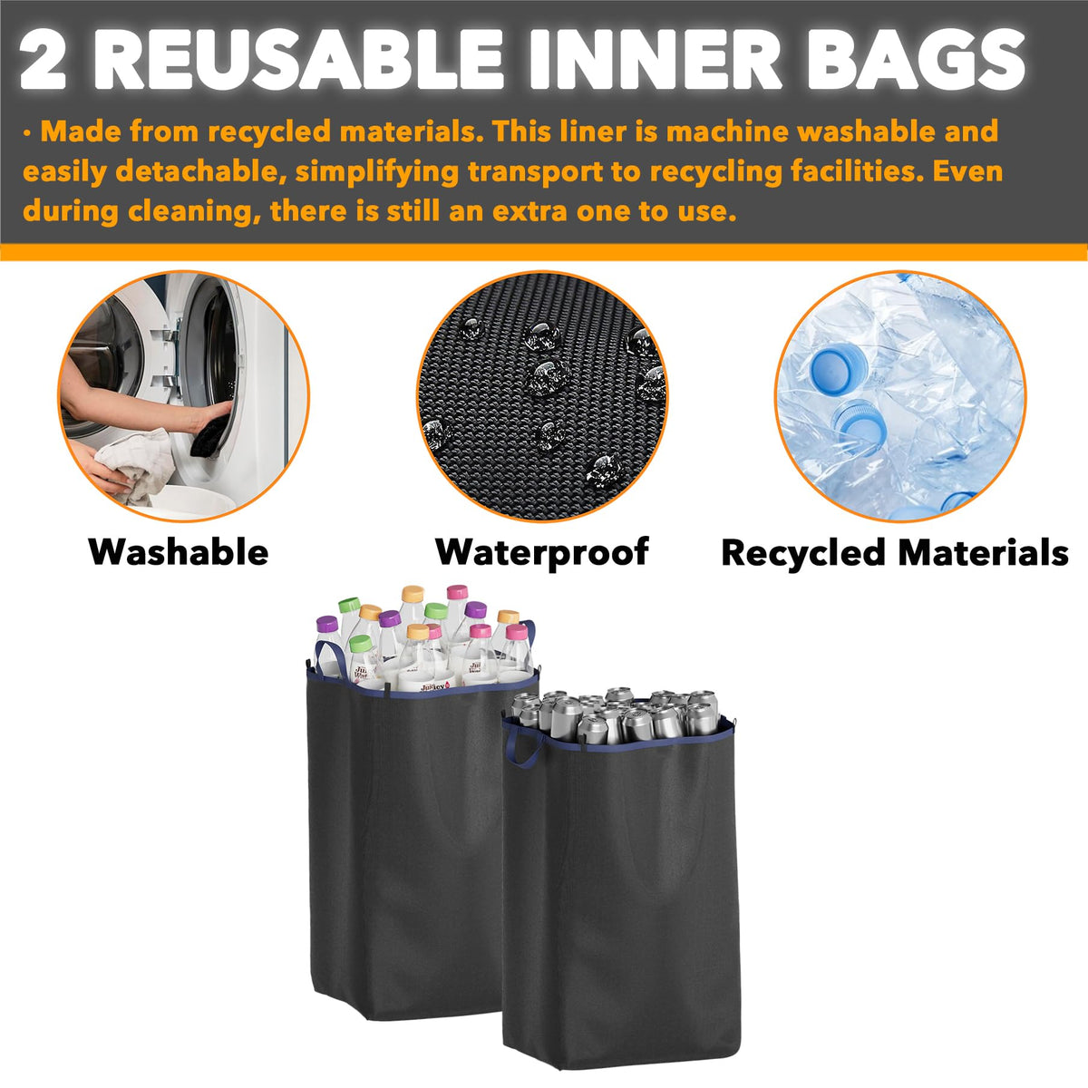 SpaceAid inner bags are reusable and washable for easy liner maintenance.