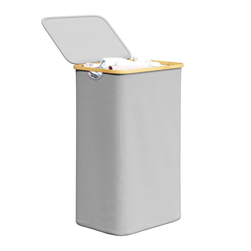 SpaceAid 110L tall hamper with lid keeps laundry organized and odors contained.