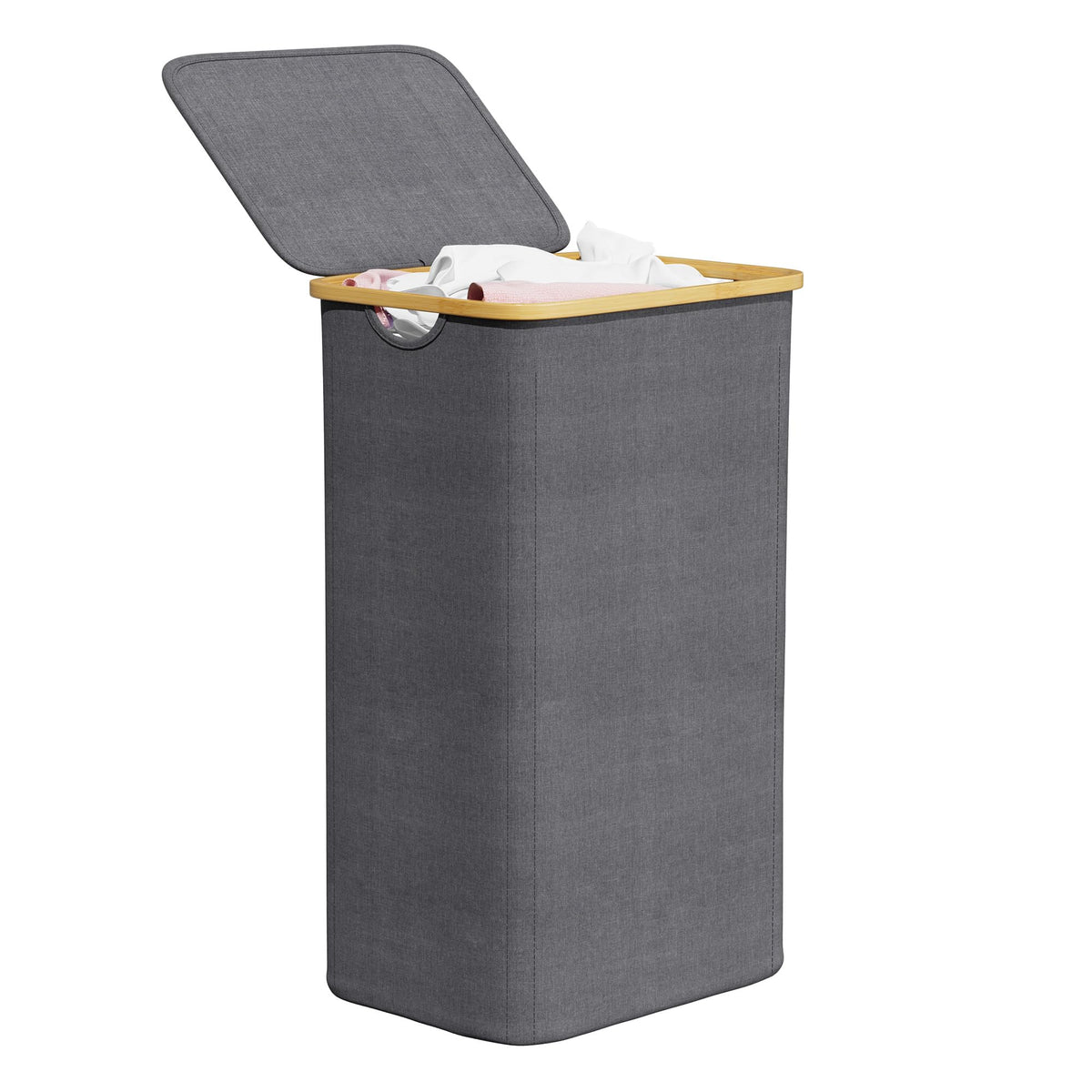 SpaceAid laundry hamper with lid showing closed top for odor and dust containment
