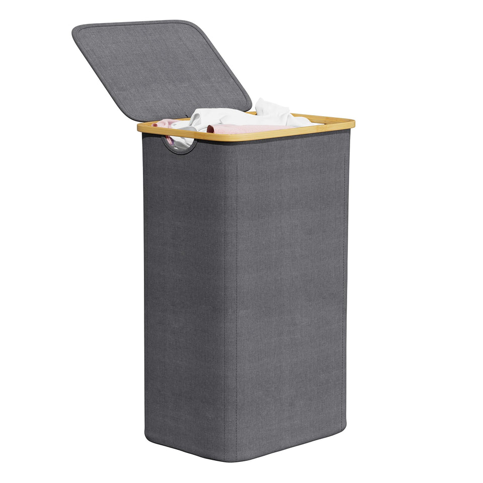 SpaceAid laundry hamper with lid showing closed top for odor and dust containment