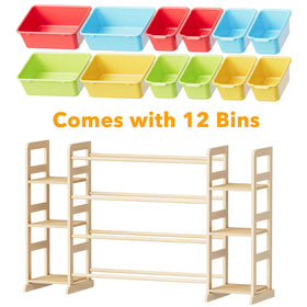 SpaceAid multi-colored bins add vibrant organization for toys.
