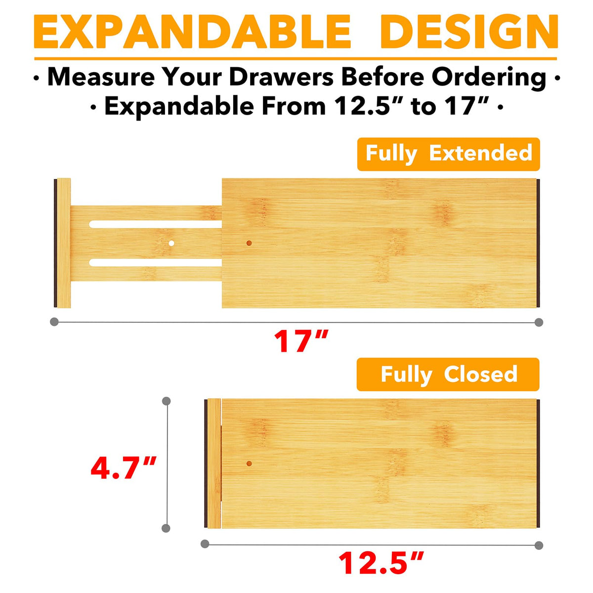 Divider end with non-slip pads to help prevent shifting and scratches.