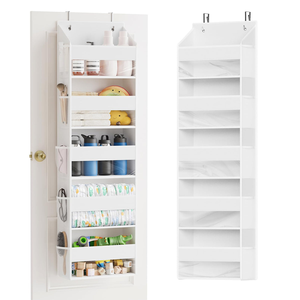 SpaceAid over-the-door organizer front view with five large pockets for roomy storage.