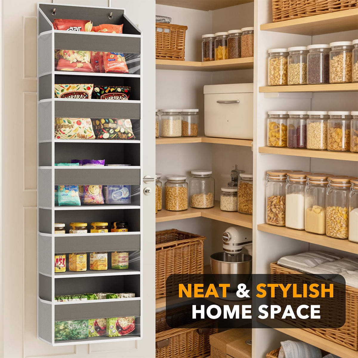 SpaceAid over-the-door organizer's sturdy non-woven fabric resists deformation over time.
