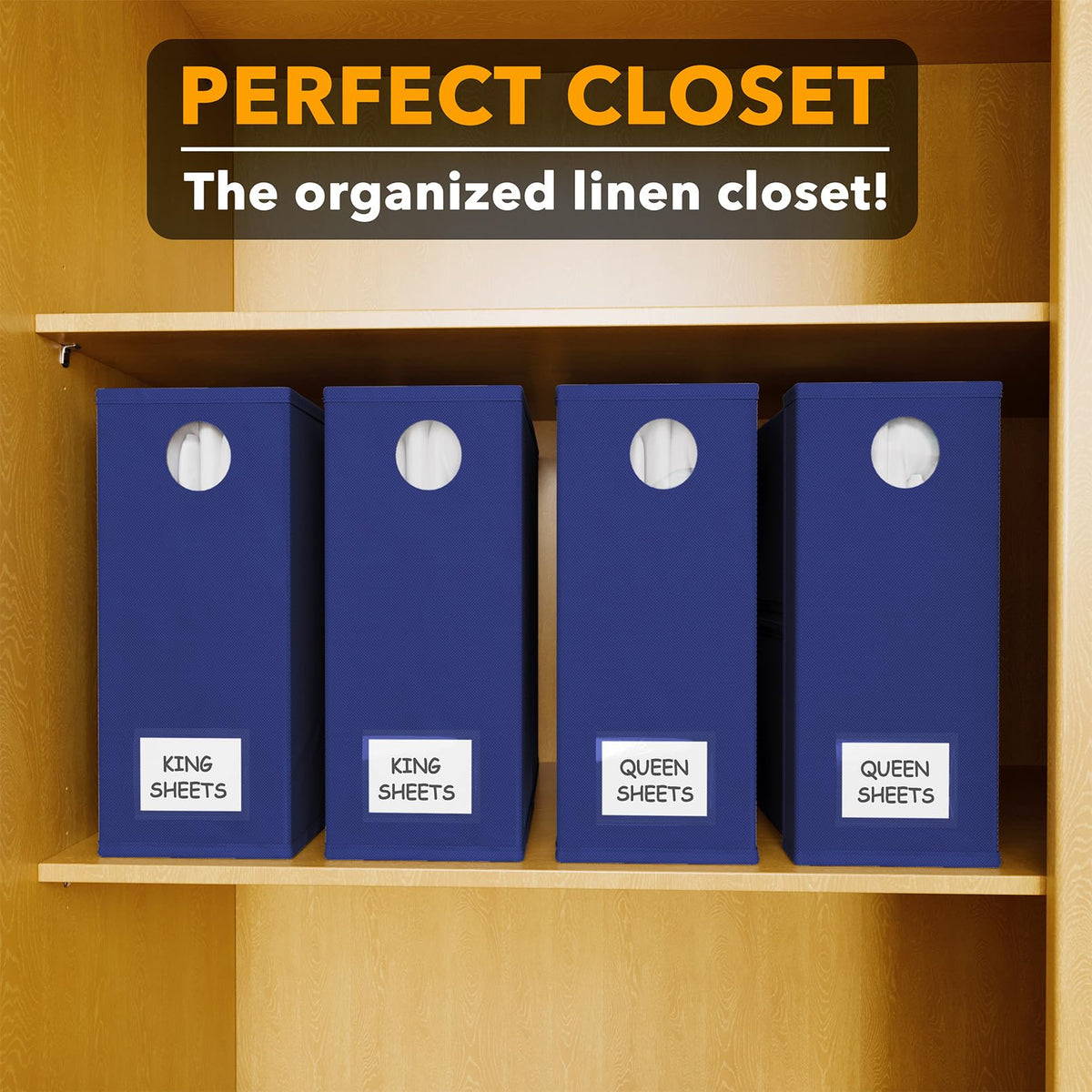 SpaceAid organizers fit one queen or king sheet set.