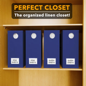 SpaceAid organizers fit one queen or king sheet set.