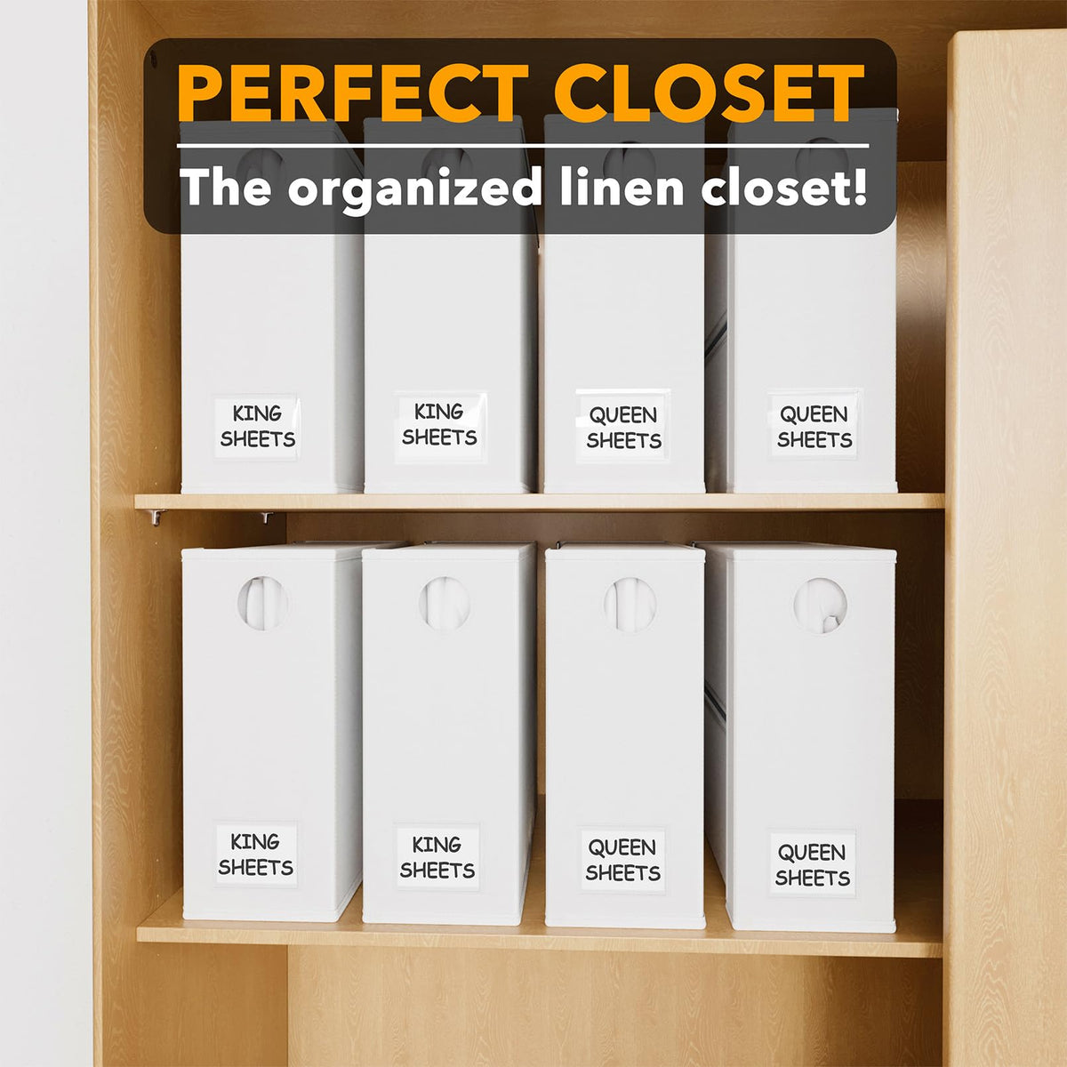 SpaceAid holds one queen or king sheet set safely in each organizer