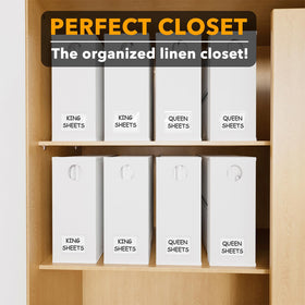 SpaceAid holds one queen or king sheet set safely in each organizer