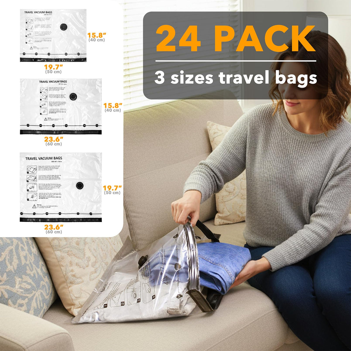 SpaceAid rechargeable pump, travel-friendly and quick for on-the-go packing.