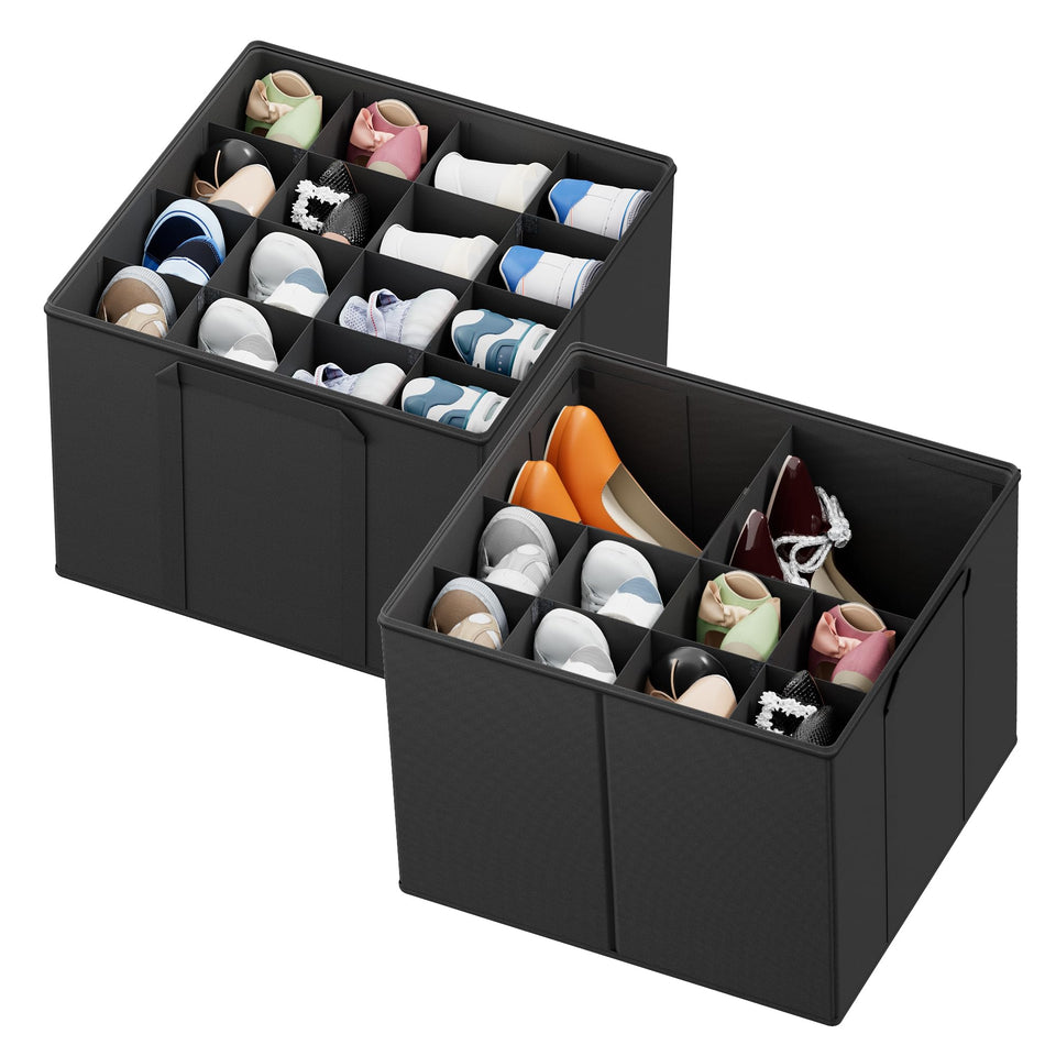 SpaceAid foldable 2-pack shoe organizer with clear top for quick access and dust protection.