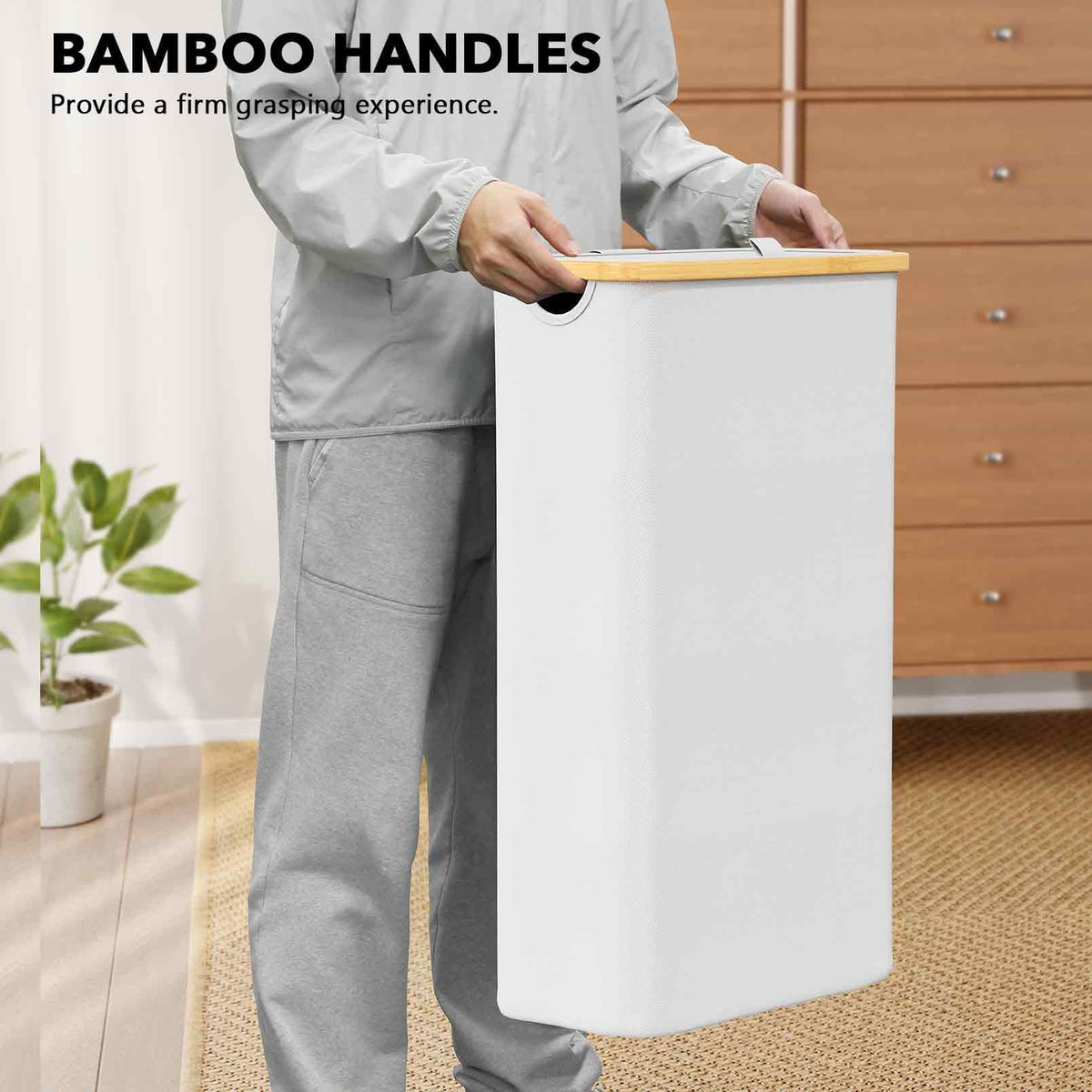 SpaceAid Slim Hamper folds flat for easy storage when not in use.