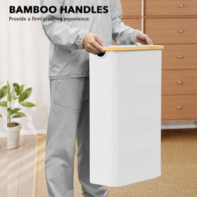 SpaceAid Slim Hamper folds flat for easy storage when not in use.