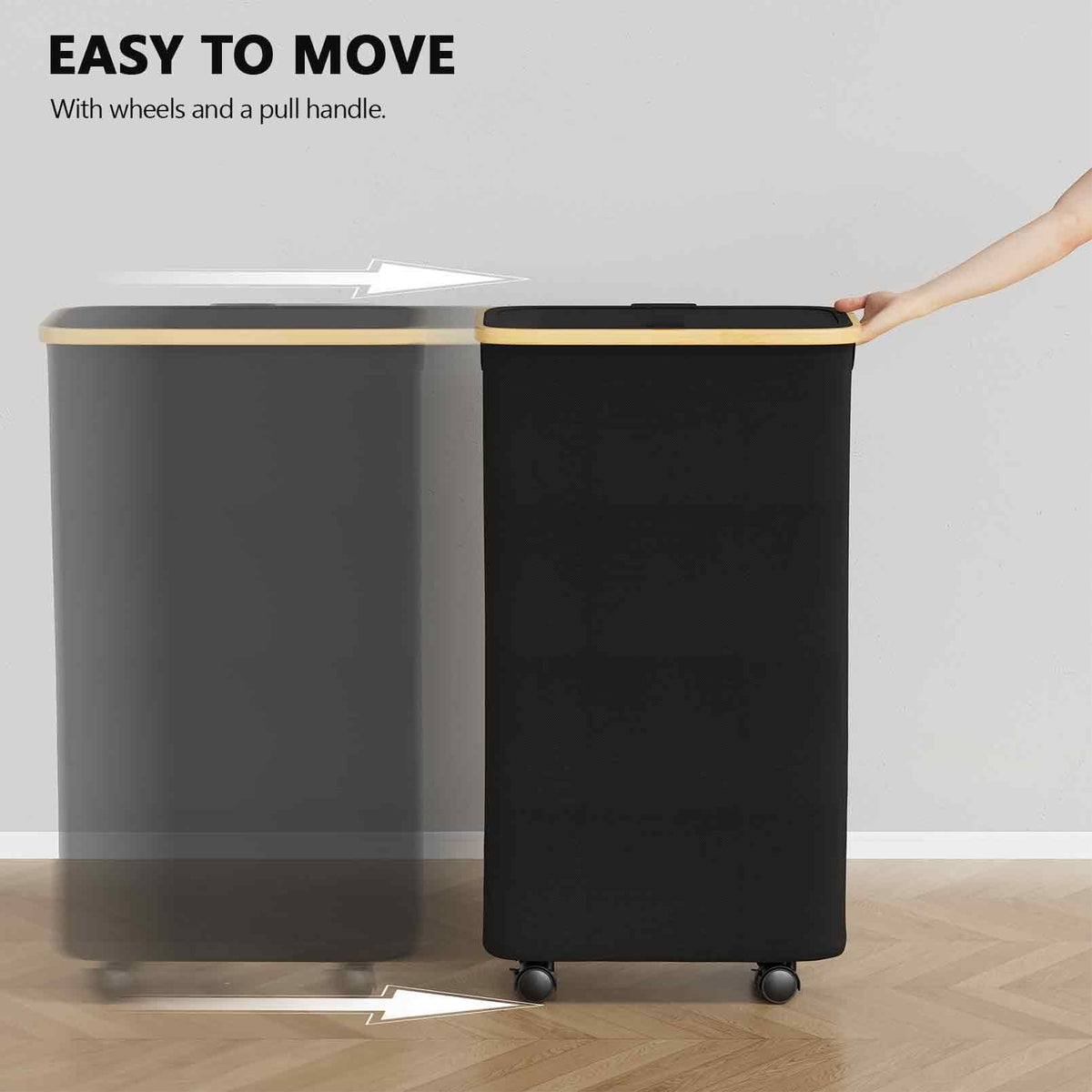 SpaceAid slim hamper has a stable bamboo frame to prevent collapsing during use.