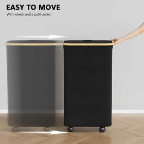 SpaceAid slim hamper has a stable bamboo frame to prevent collapsing during use.