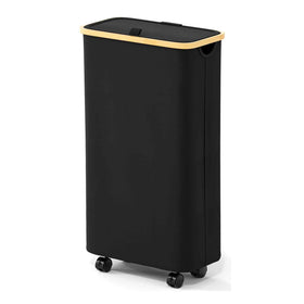 SpaceAid Slim Laundry Hamper on wheels with lid, easy transport and odor containment.