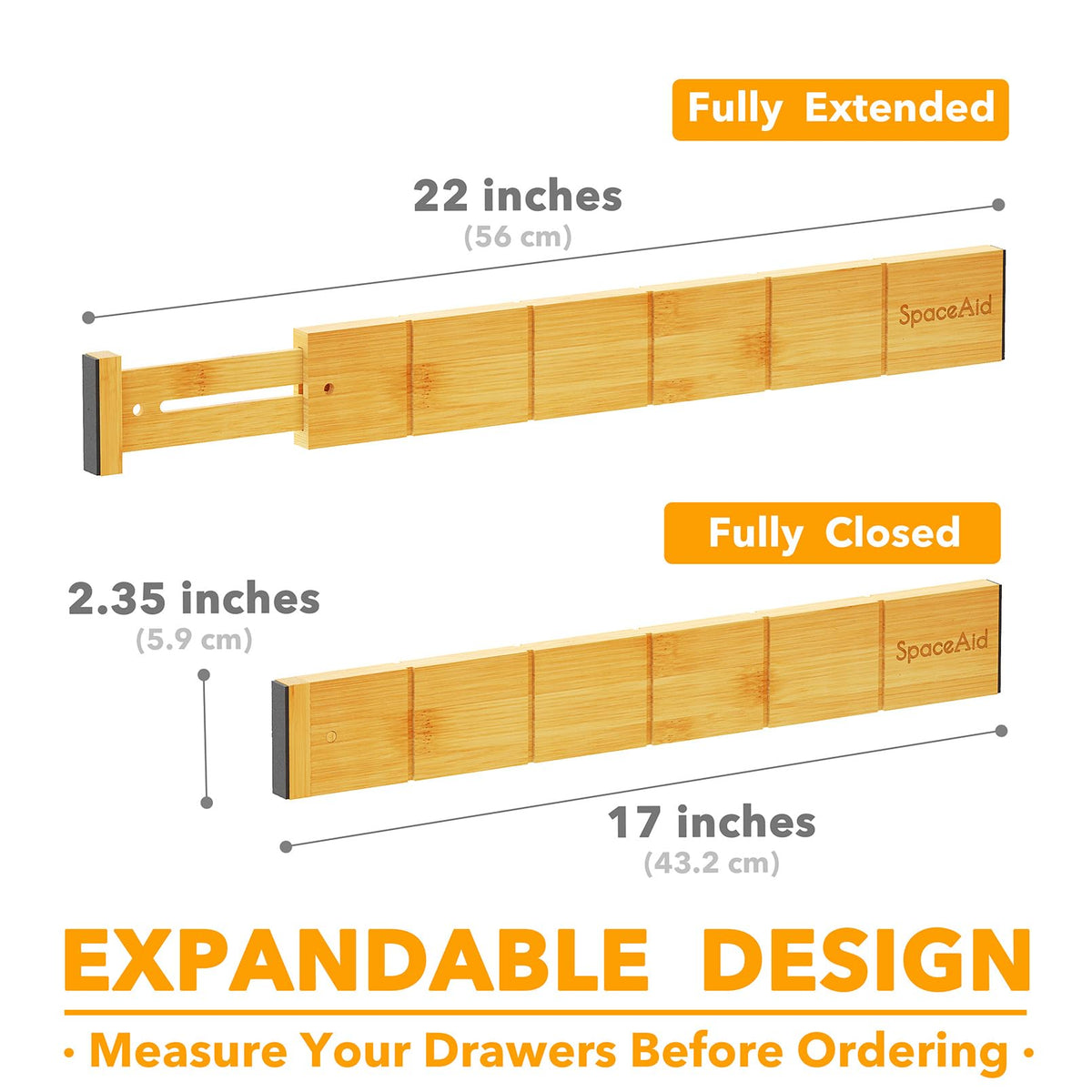 SpaceAid spring-loaded dividers stay in place and protect surfaces.