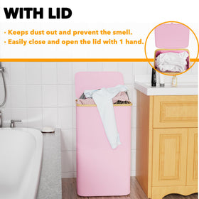 SpaceAid tall collapsible laundry hamper maintains shape while saving floor space.